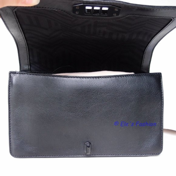 NWT Rebecca Minkoff Chevron Quilted Leather Crossbody Shoulder Bag BLACK BLACK - Picture 14 of 15